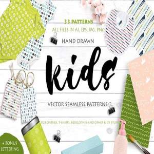 国外流行手绘儿童无缝图案