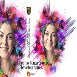 创意时尚的预调水彩效果的PS动作 Premio Watercolor Photoshop Action [atn]