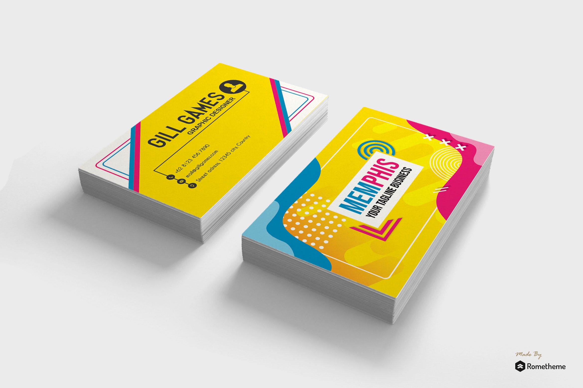 孟菲斯风格企业名片设计模板v19 Business Card vol. 19 HR