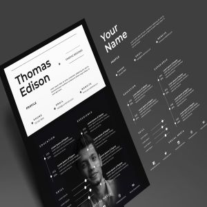 黑白配色版式设计大学生简历设计模板v82 Cv / Resume Vol. 82