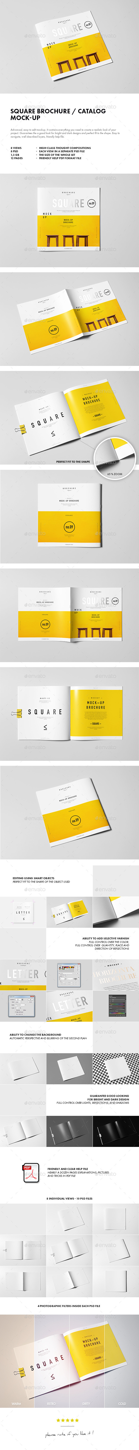 方形宣传小册样机 Square Brochure Catalog Booklet
