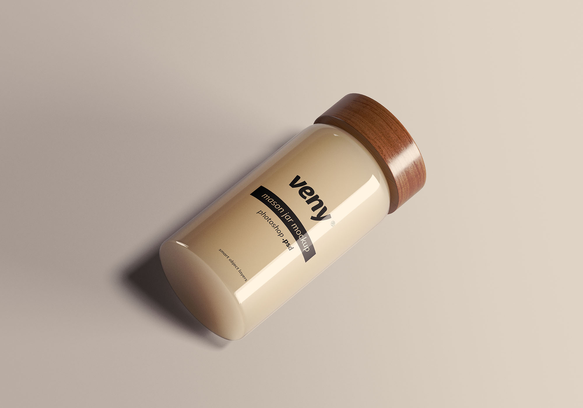 面霜乳液透明玻璃瓶包装外观设计样机 Mason Jar Mockup