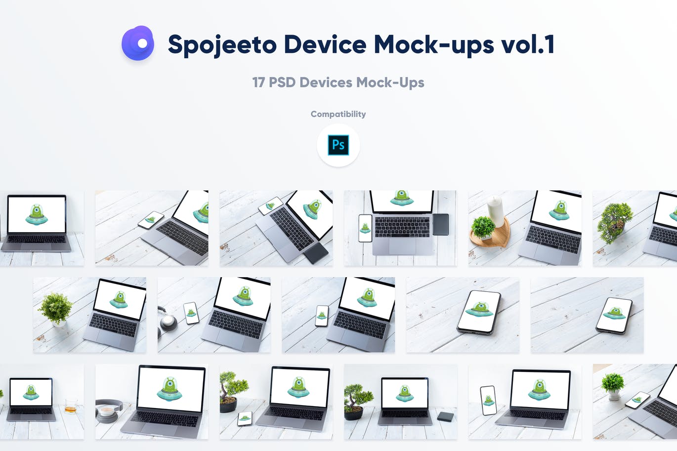 旧木桌上的Macbook&iPhone样机模板v1 Spojeeto Device Mock-ups vol.1