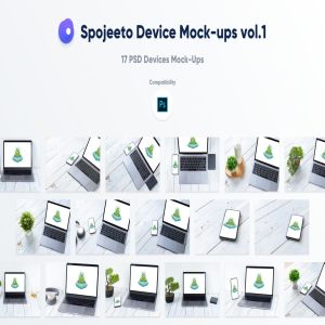 旧木桌上的Macbook&iPhone样机模板v1 Spojeeto Device Mock-ups vol.1