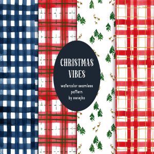 圣诞氛围无缝图案贴图纹样背景素材 Christmas Vibes – seamless patterns