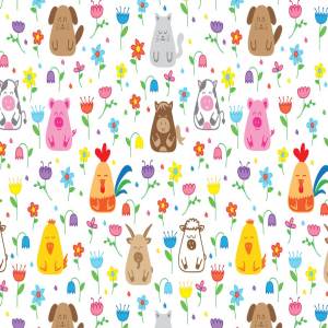 手绘涂鸦农场动物设计元素图案 Doodle farm animals