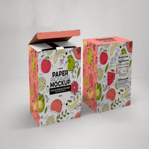 产品包装纸盒外观设计样机模板 Paper Box Tuck & Tongue Lock Mockup
