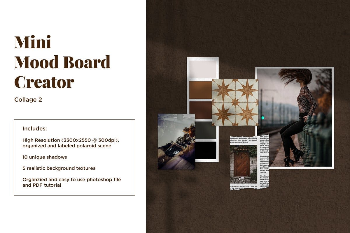 迷你拼贴照片样机模板 Mini Mood Board: Collage 2