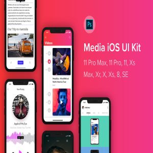 iOS平台多媒体APP应用UI设计PSD模板 Media iOS UI Kit (Photoshop)