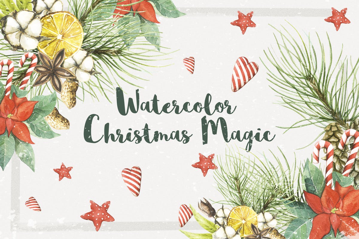 圣诞魔法水彩插画合集 Watercolor Christmas Magic