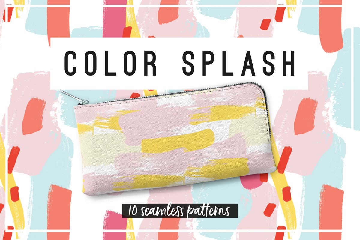 多彩液体飞溅图案纹理素材 Color Splash Patterns
