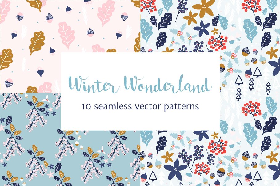 冬季仙境圣诞花样图案 Winter Wonderland Christmas Patterns