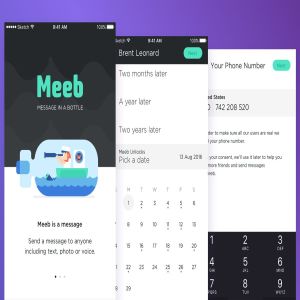 创意SMS信息管理手机APP应用UI模板 Meeb – Message In Bottle App UI KIT