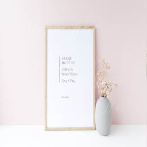 春季系列花木框架样机模板 Floral wooden frame mock up