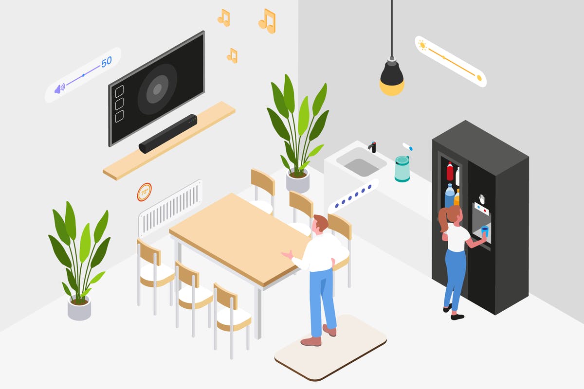 智能工作场所等距概念插图 Smart Workplace Isometric Illustration