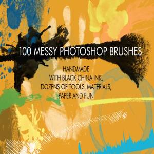 100种随性画笔笔画图案PS笔刷 100 Messy Photoshop Brushes