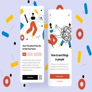 创意绘画主题APP界面设计矢量插画素材 Drawing Mobile Interface Illustrations