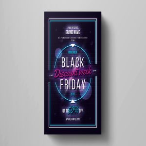 霓虹灯设计风格黑色星期五促销广告海报传单设计模板 Black Friday Flyer Template