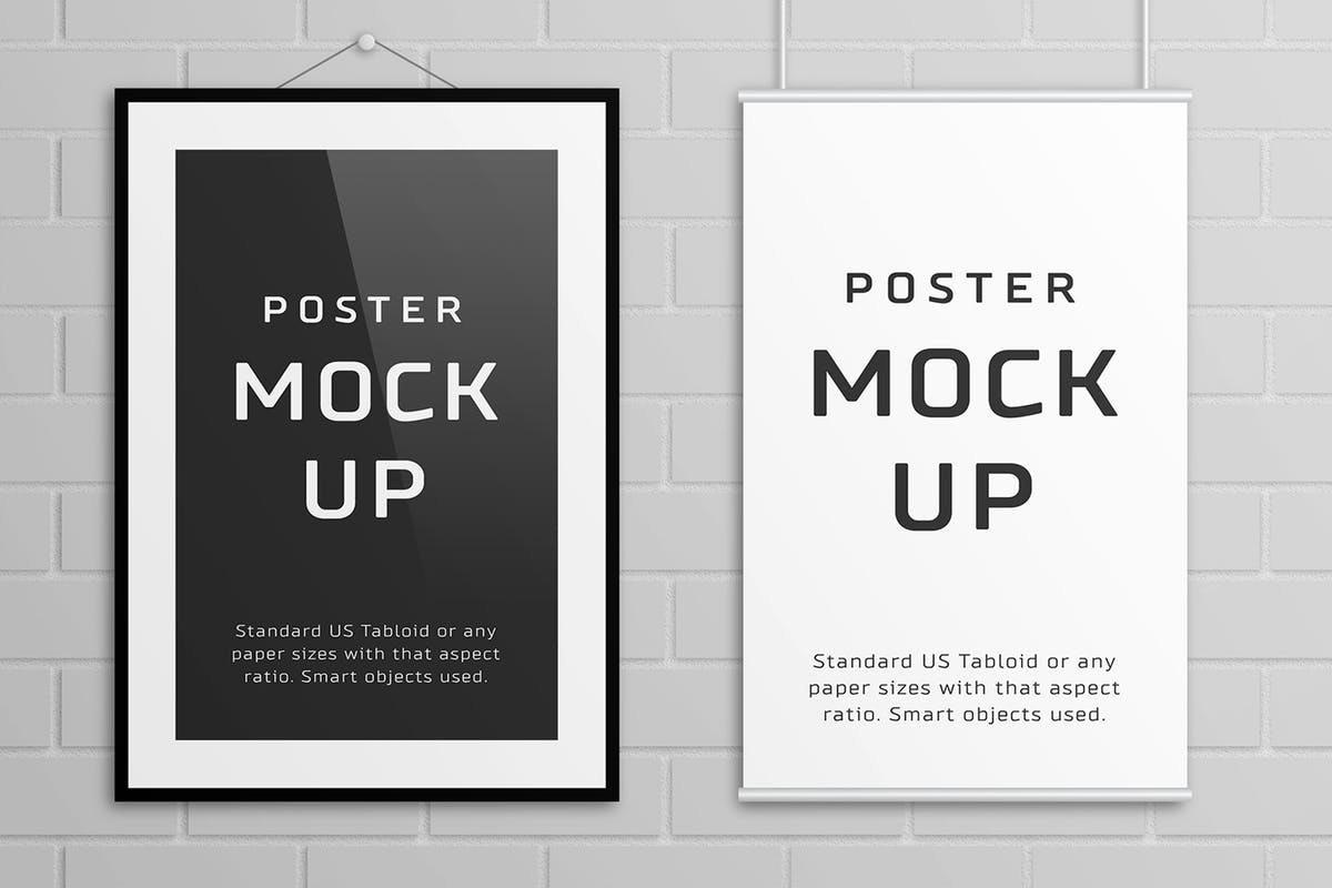 简约海报设计样机模板 Poster Mock Up – Tabloid