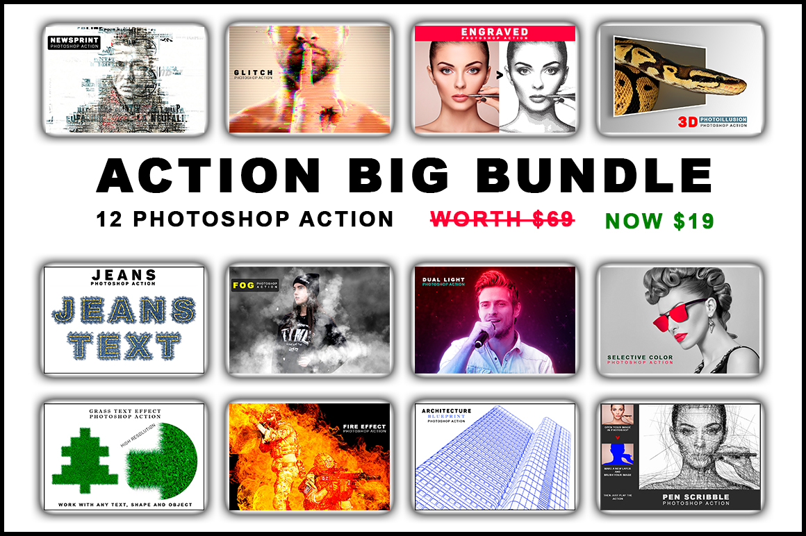 12个高品质的PS动作合辑 Photoshop Action Mega Bundle [atn]