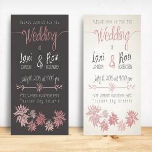 花卉装饰婚礼邀请函设计模板 Flower Wedding Invitation Suite