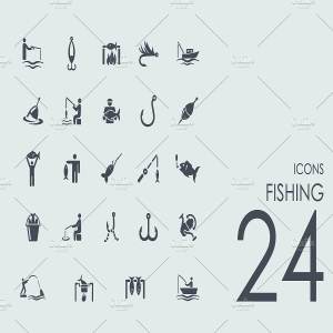 24个钓鱼钓具图标  24 Fishing icons