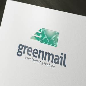 绿色电子邮件服务Logo模板 Green Mail Logo Template插图1