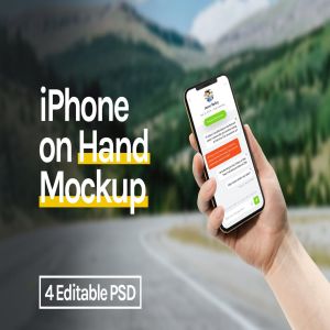 手持iPhone 11手机场景屏幕预览样机模板 iPhone 11 Pro on Hand Mockup插图1