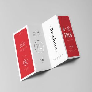 4折页小册子传单样机模板 4xDL Brochure Mock-up