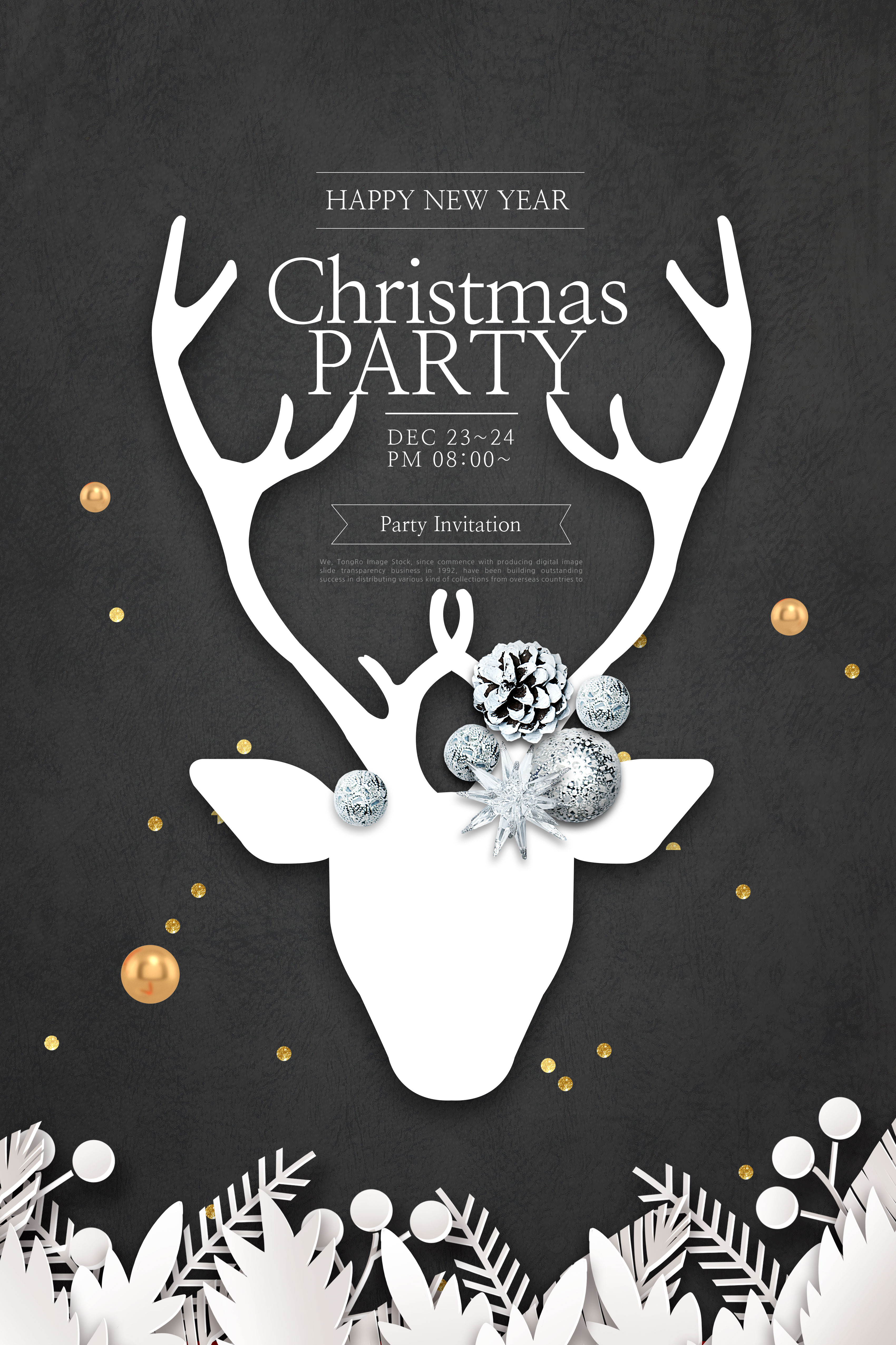 创意麋鹿角圣诞派对活动海报/传单设计模板