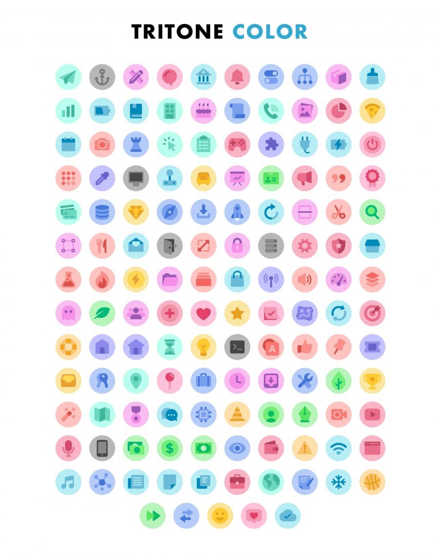 一流设计素材网下午茶:漂亮的彩色多功能图标下载[Sketch,EPS]