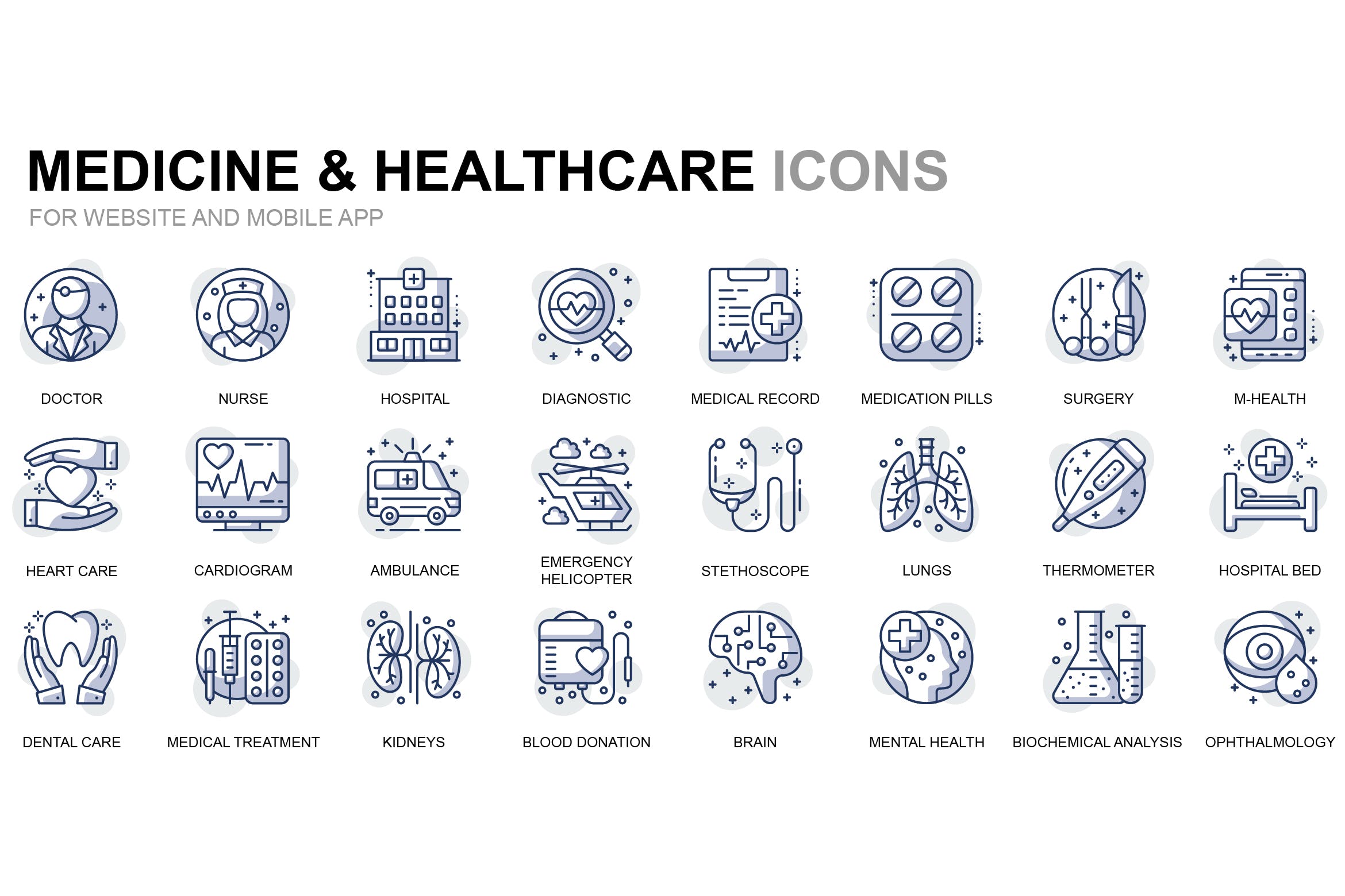 医疗保健/医学主题线性图标素材 Healthcare and Medicine Thin Line Icons