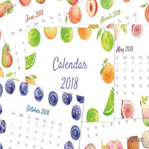 水彩水果年历/日历模板 2018 Calendar Watercolor Fruit