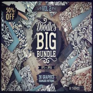 36款图形手绘涂鸦无缝背景模式[eps,jpg]