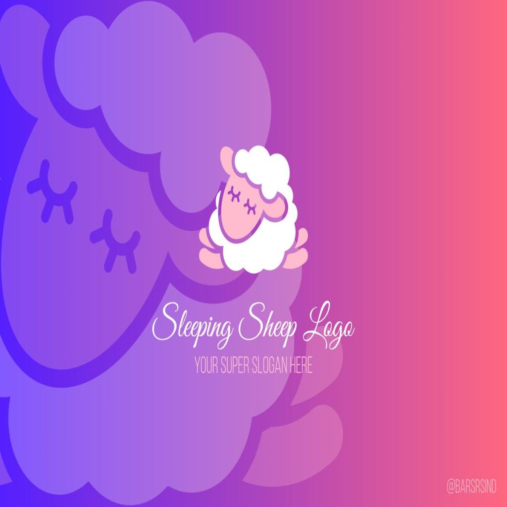儿童主题品牌熟睡的绵羊图形Logo模板 Sleeping Sheep Logotype插图