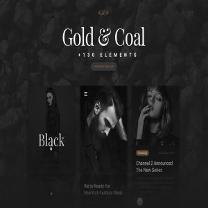 “黑与金的绝配”-多用途 APP UI 套件 Gold &  Coal – UI Kit for Mobile