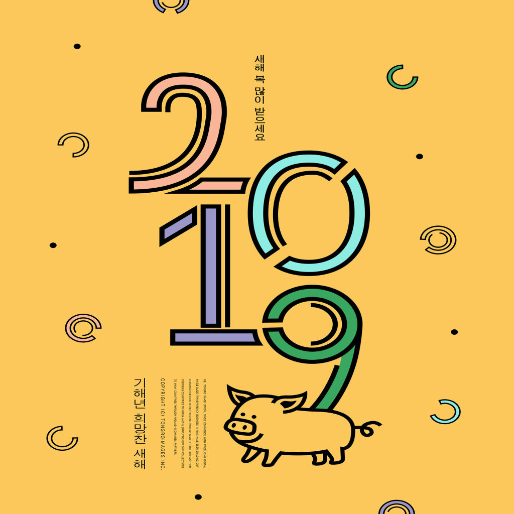 2019猪年创意图形与数字海报模板合集 PSD