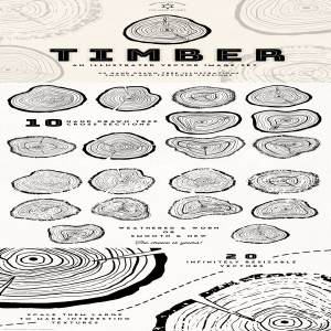 手绘树木年轮矢量图像合集 Timber – Hand Drawn Vector Image Set
