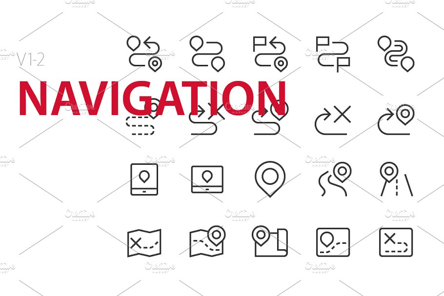 40枚导航主题UI图标 40 Navigation UI icons