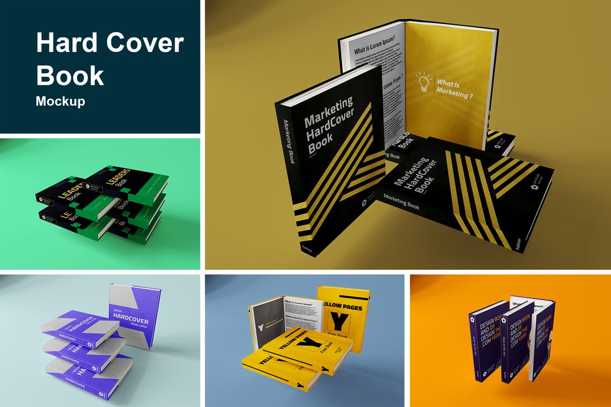 精装硬图书封面设计样机 Hard Cover Book MockUp