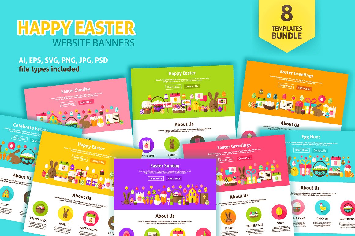 复活节 Banner 素材集合 Happy Easter Web Banners