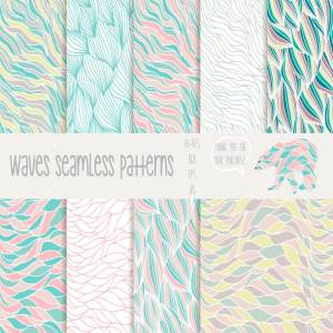 不规则波浪线无缝纹理 Waves Seamless Patterns Pro