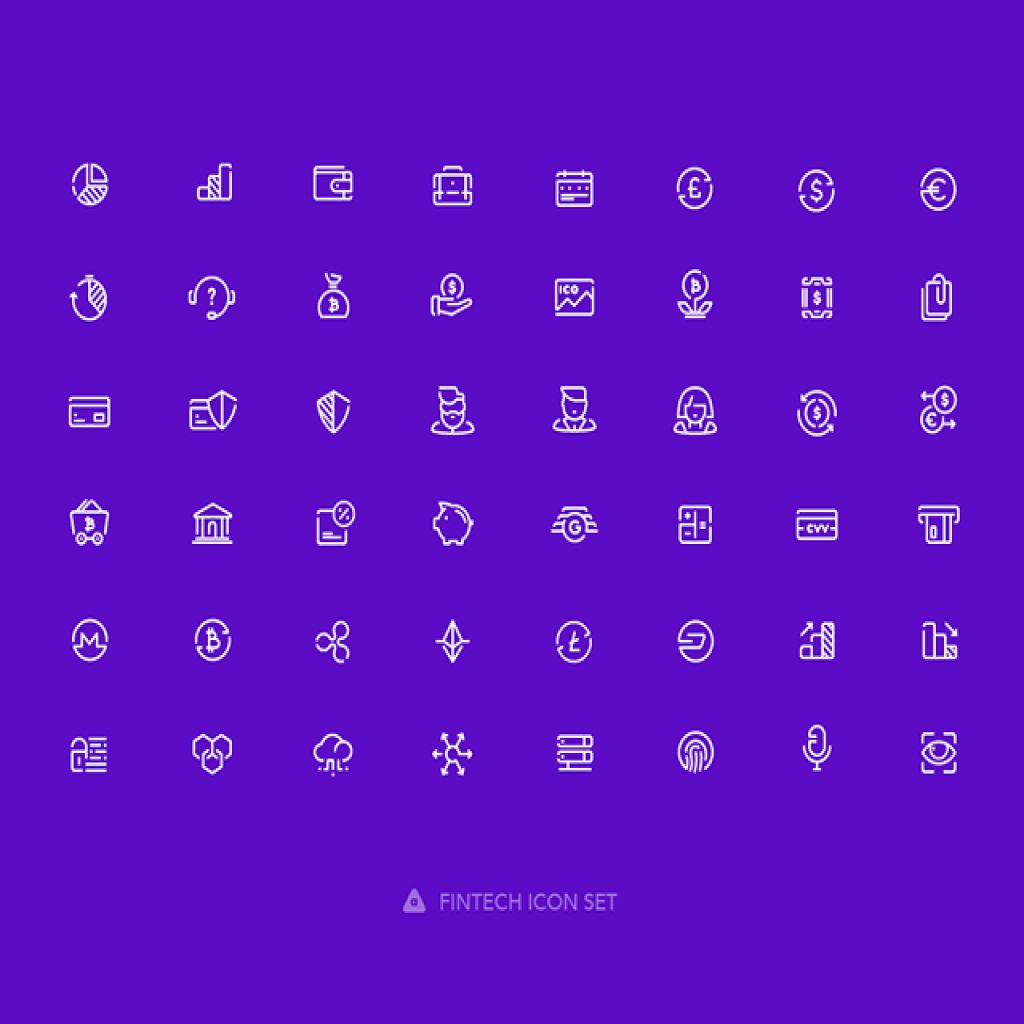 Preview of all 48 solid fintech icons