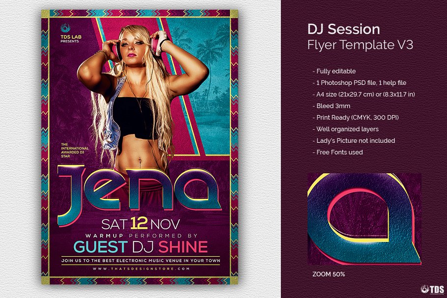 DJ派对活动传单设计PSD模板 V3 DJ Session Flyer PSD V3
