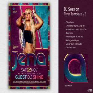 DJ派对活动传单设计PSD模板 V3 DJ Session Flyer PSD V3
