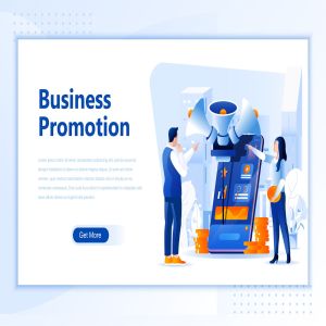 业务推广网站设计概念插画设计素材 Business Promotion Flat Landing Page Header