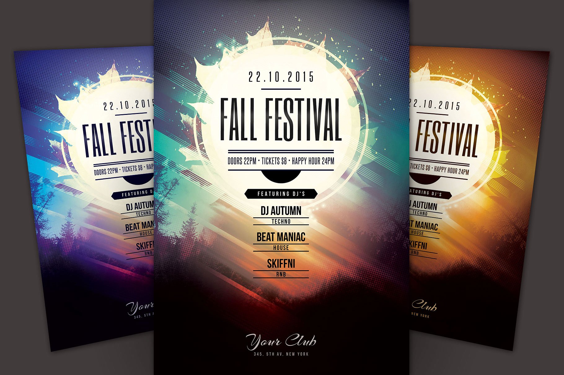 秋季活动海报宣传传单模板 Fall Festival Flyer Template