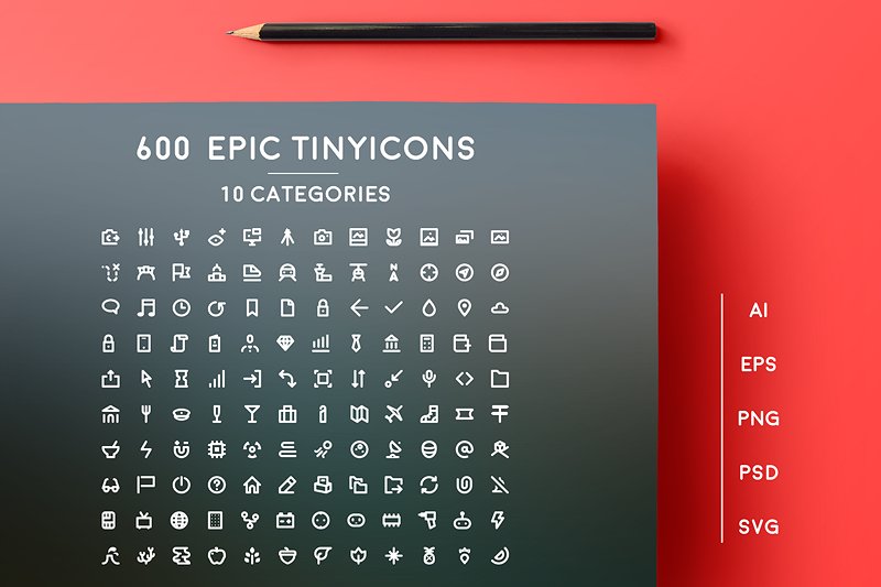 600枚精美小图标素材 Epic Tiny Icons（共10个分类）