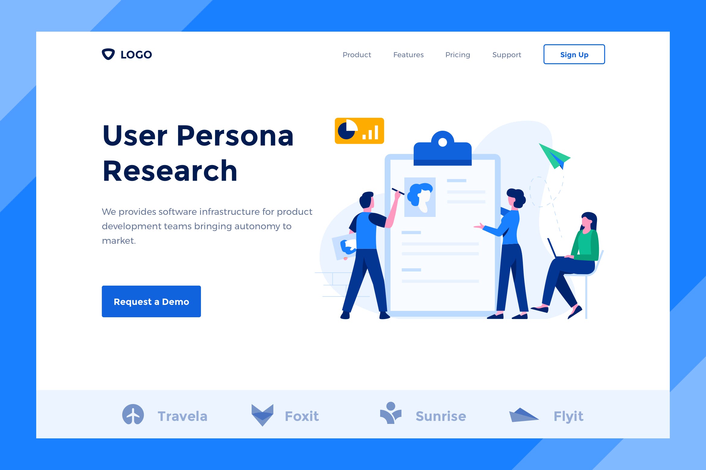 用户角色概念插画网站设计着陆页模板 User Persona – Web & Mobile Banner Landing Page