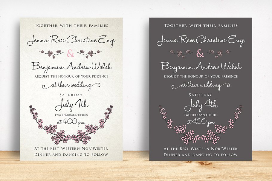 樱花主题婚礼平面设计素材 Cherry Blossom Wedding Suite